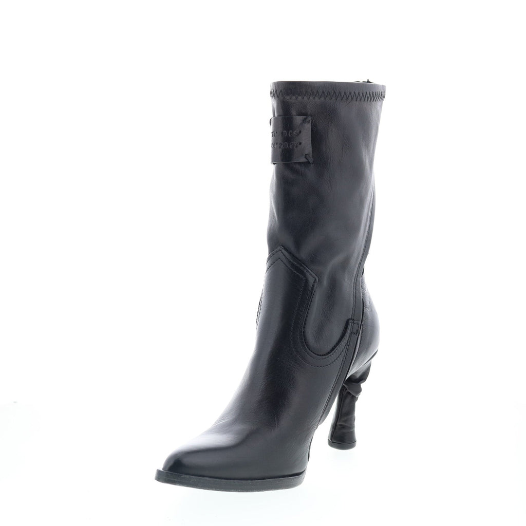 Felicia Womens Black Leather Zipper Ankle & Booties Boots