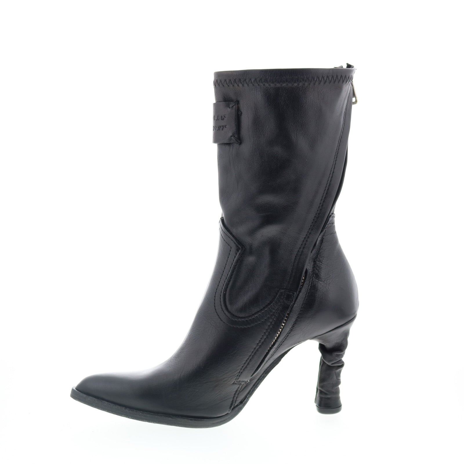 Felicia Womens Black Leather Zipper Ankle & Booties Boots