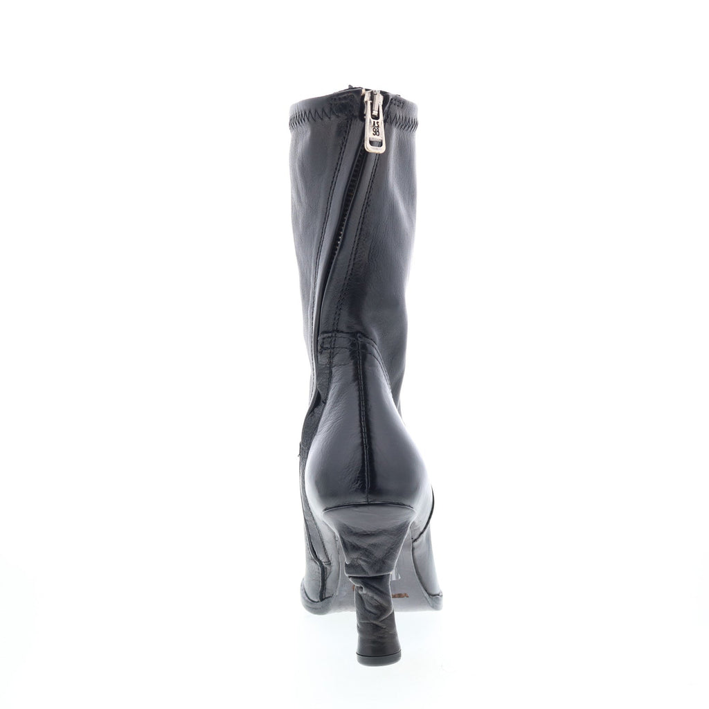 Felicia Womens Black Leather Zipper Ankle & Booties Boots