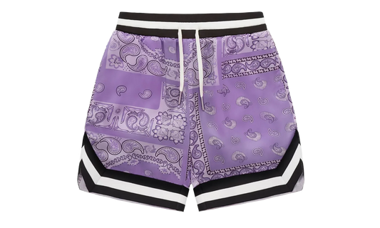 Black Paisley Silk Shorts "Purple" BBKSPSP6305MI Purple