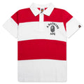 Kids College Panel Stripe Polo Shirt Red