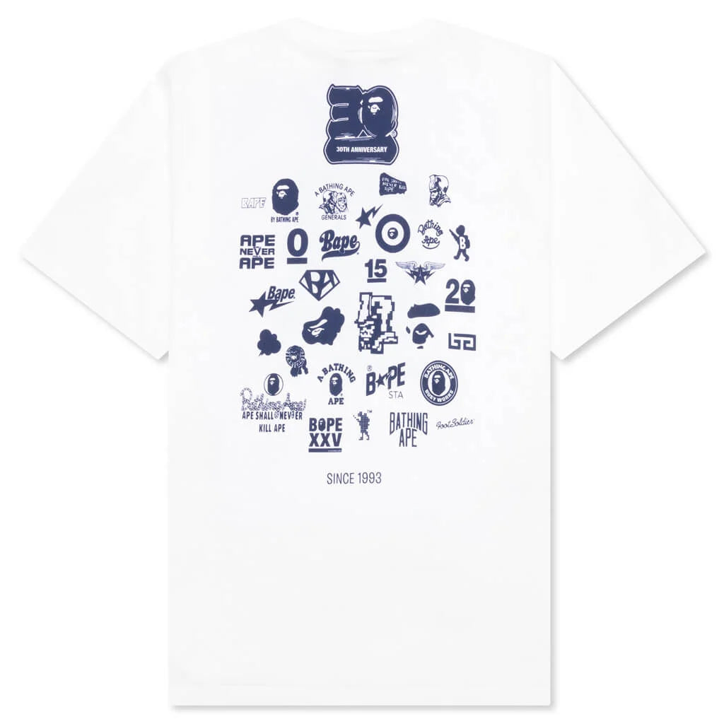 Bape 30th Anniversary Tee 2 White Navy