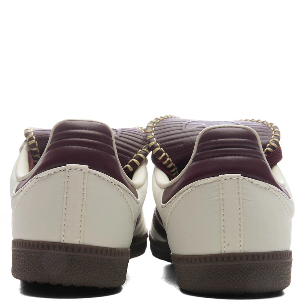 Womens Samba Long Tongue Cream White Maroon Gold Metallic