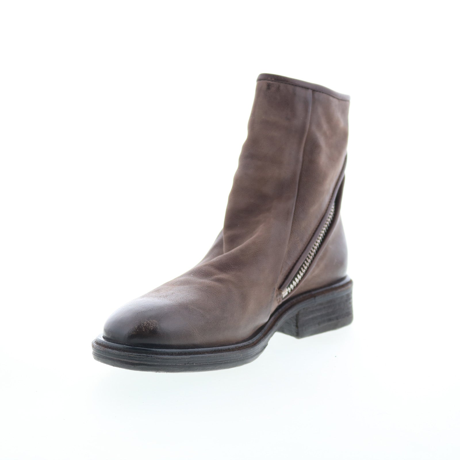 Fleetwood Womens Brown Leather Zipper Ankle & Booties Boots