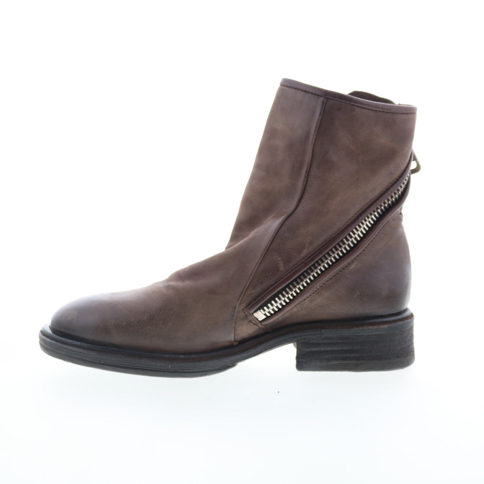 Fleetwood Womens Brown Leather Zipper Ankle & Booties Boots