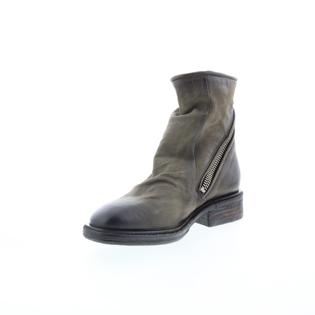 Fleetwood Womens Green Leather Zipper Casual Dress Boots