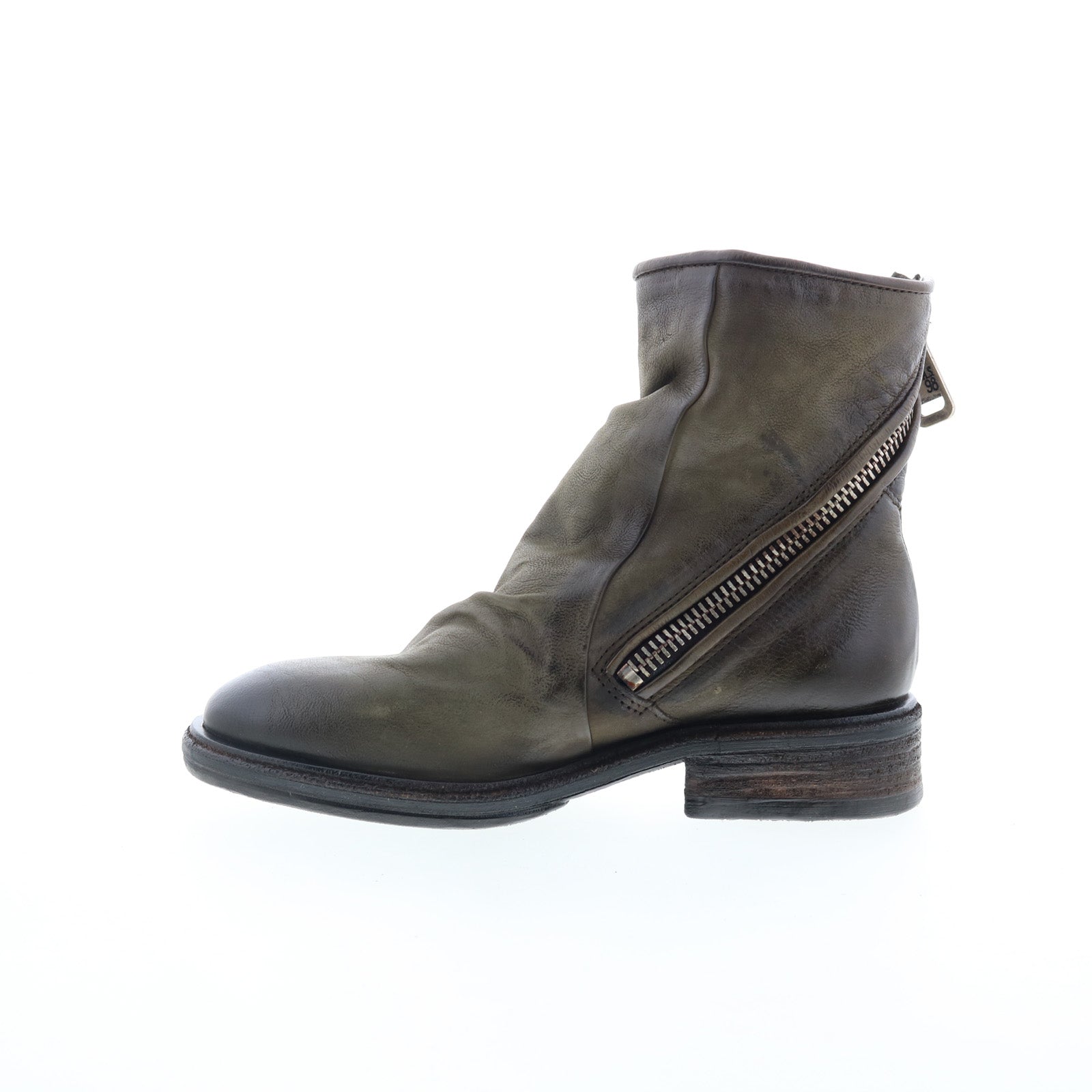 Fleetwood Womens Green Leather Zipper Casual Dress Boots
