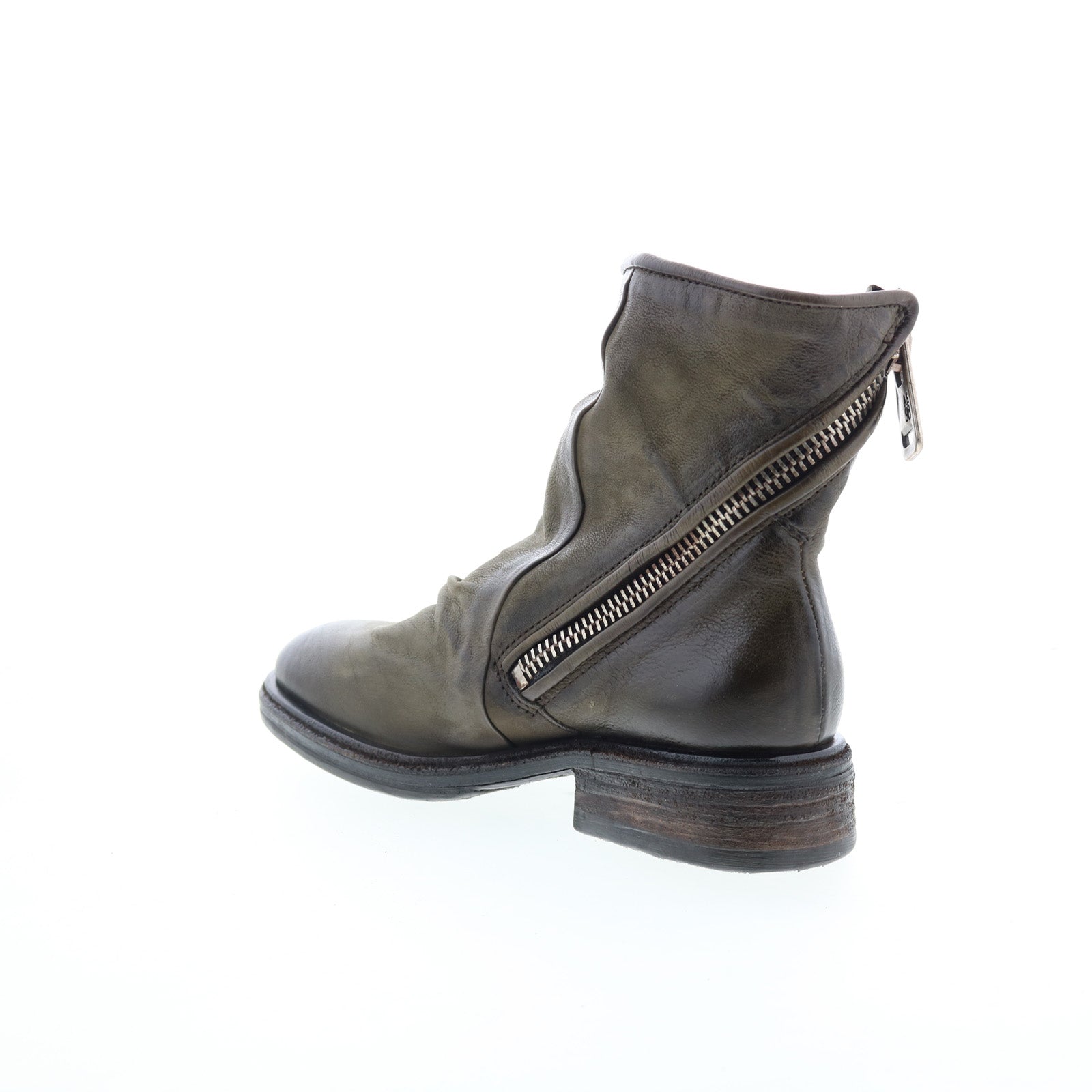 Fleetwood Womens Green Leather Zipper Casual Dress Boots