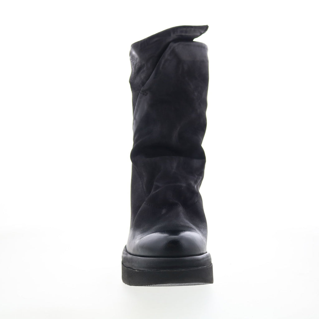 Frannie Womens Black Leather Zipper Ankle & Booties Boots