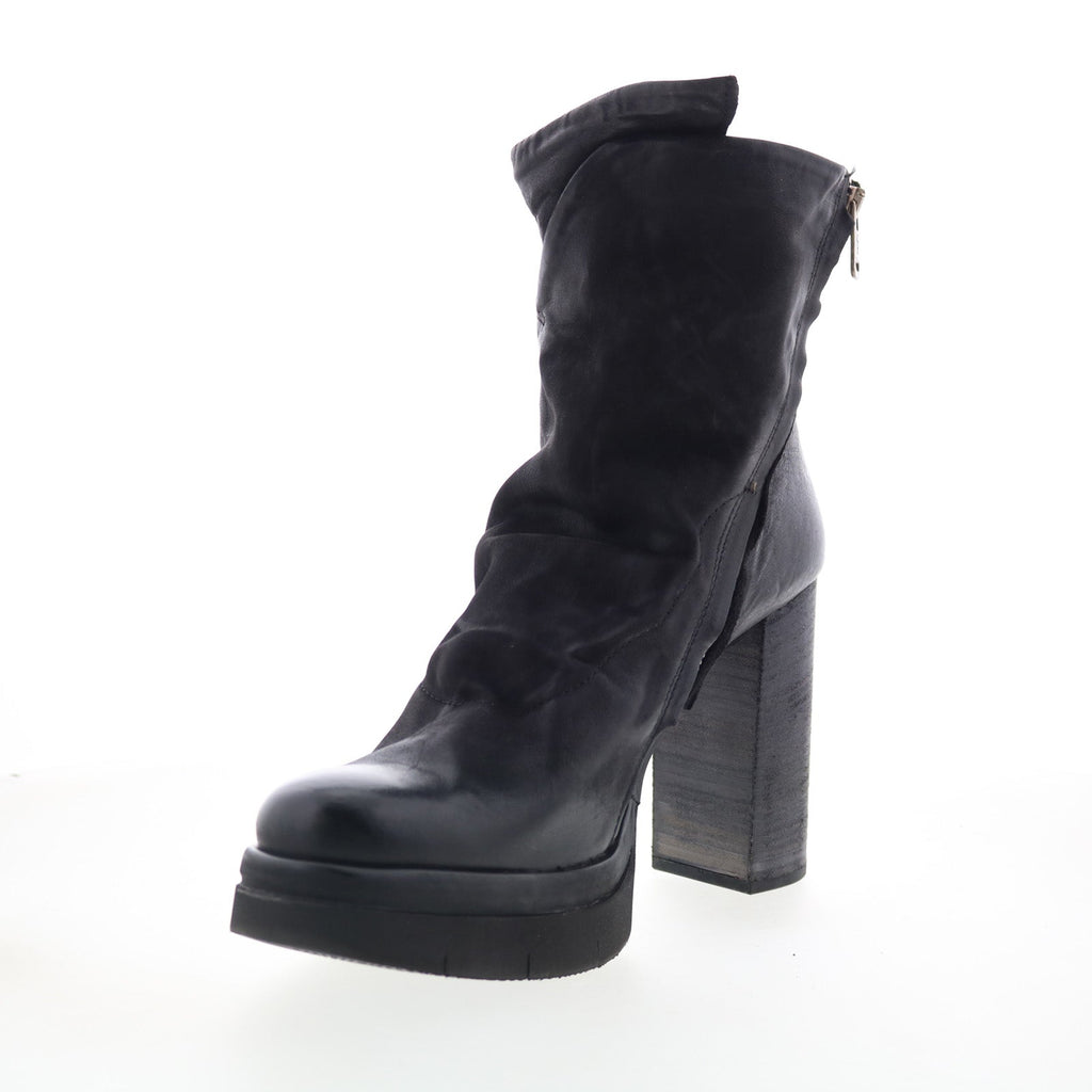 Frannie Womens Black Leather Zipper Ankle & Booties Boots