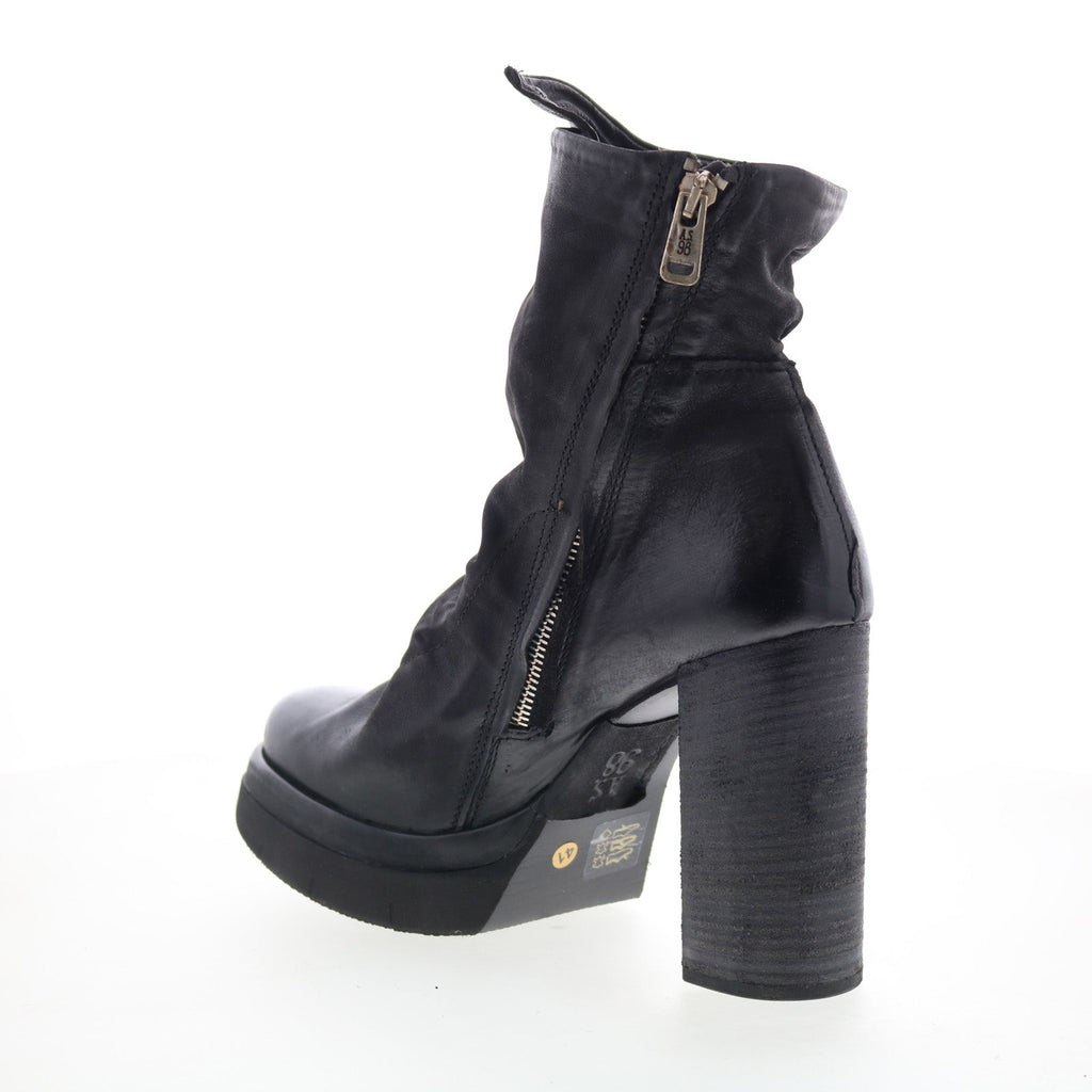 Frannie Womens Black Leather Zipper Ankle & Booties Boots