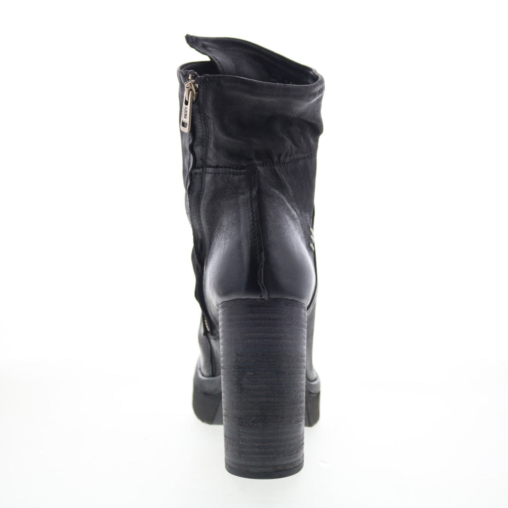 Frannie Womens Black Leather Zipper Ankle & Booties Boots
