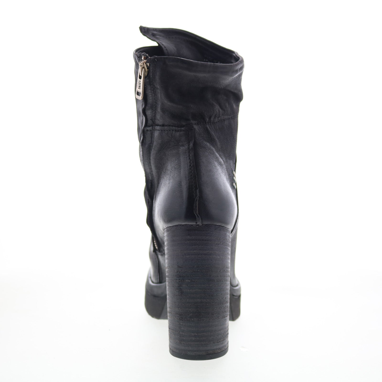 Frannie Womens Black Leather Zipper Ankle & Booties Boots