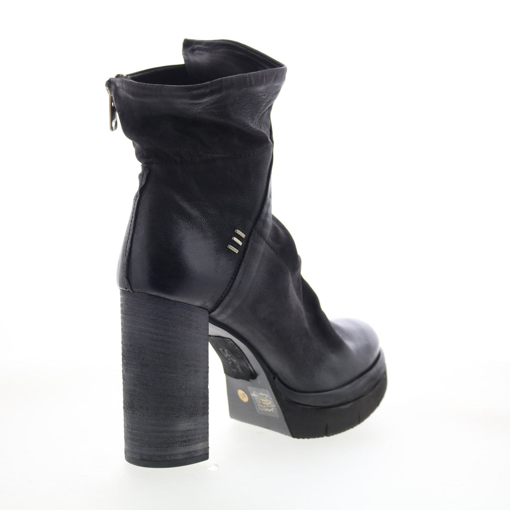 Frannie Womens Black Leather Zipper Ankle & Booties Boots