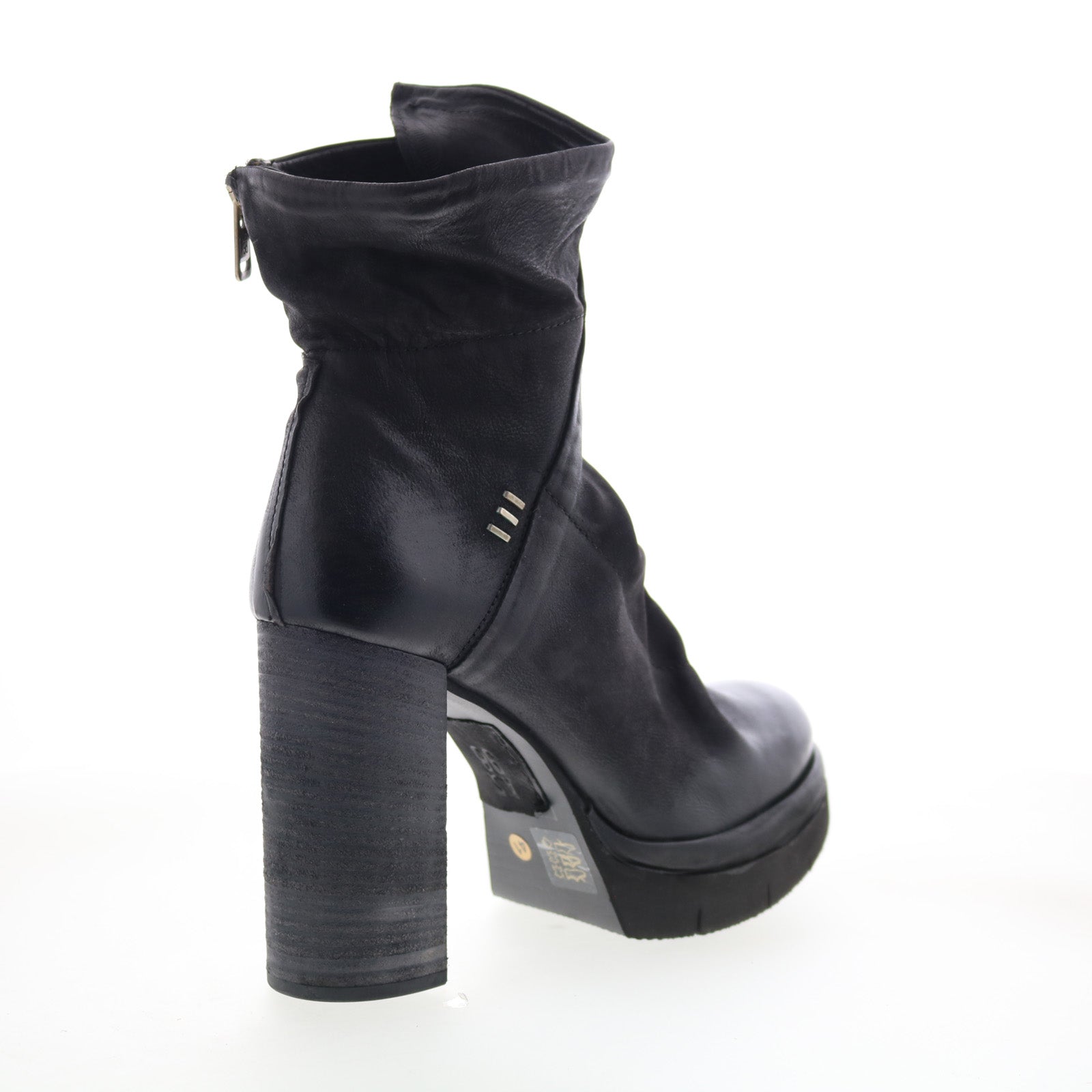 Frannie Womens Black Leather Zipper Ankle & Booties Boots