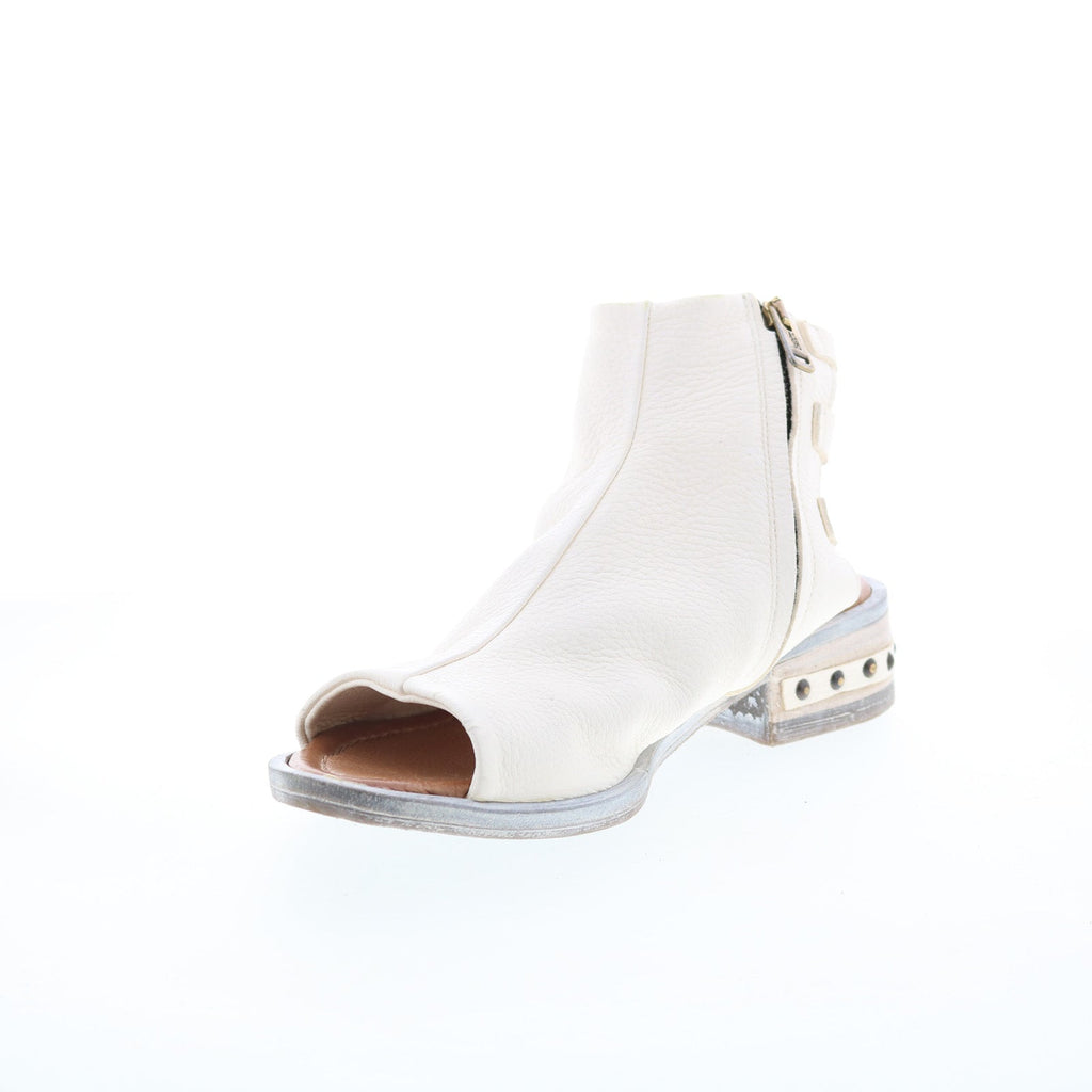 Gage Womens White Leather Zipper Heeled Sandals Shoes