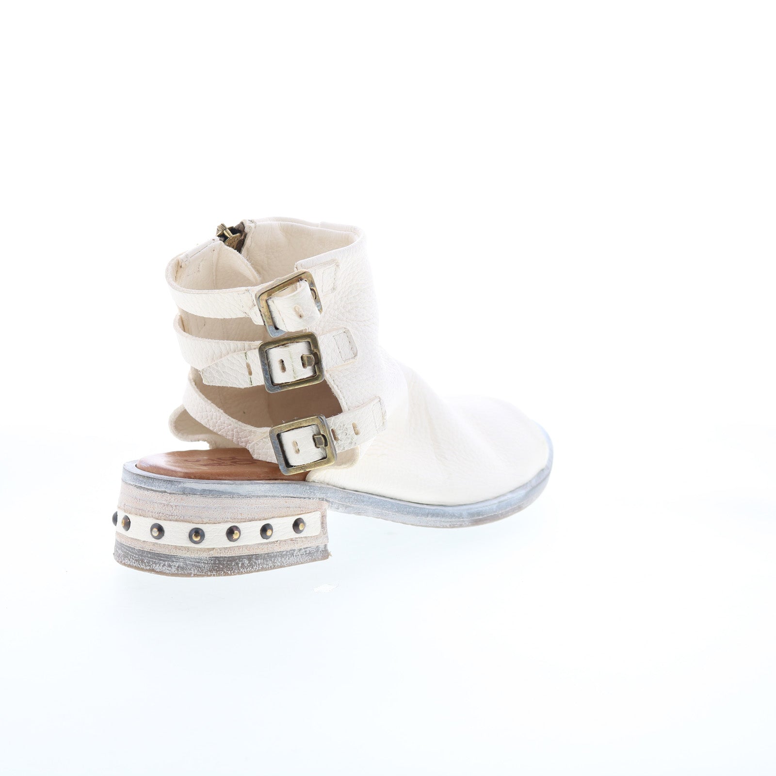 Gage Womens White Leather Zipper Heeled Sandals Shoes