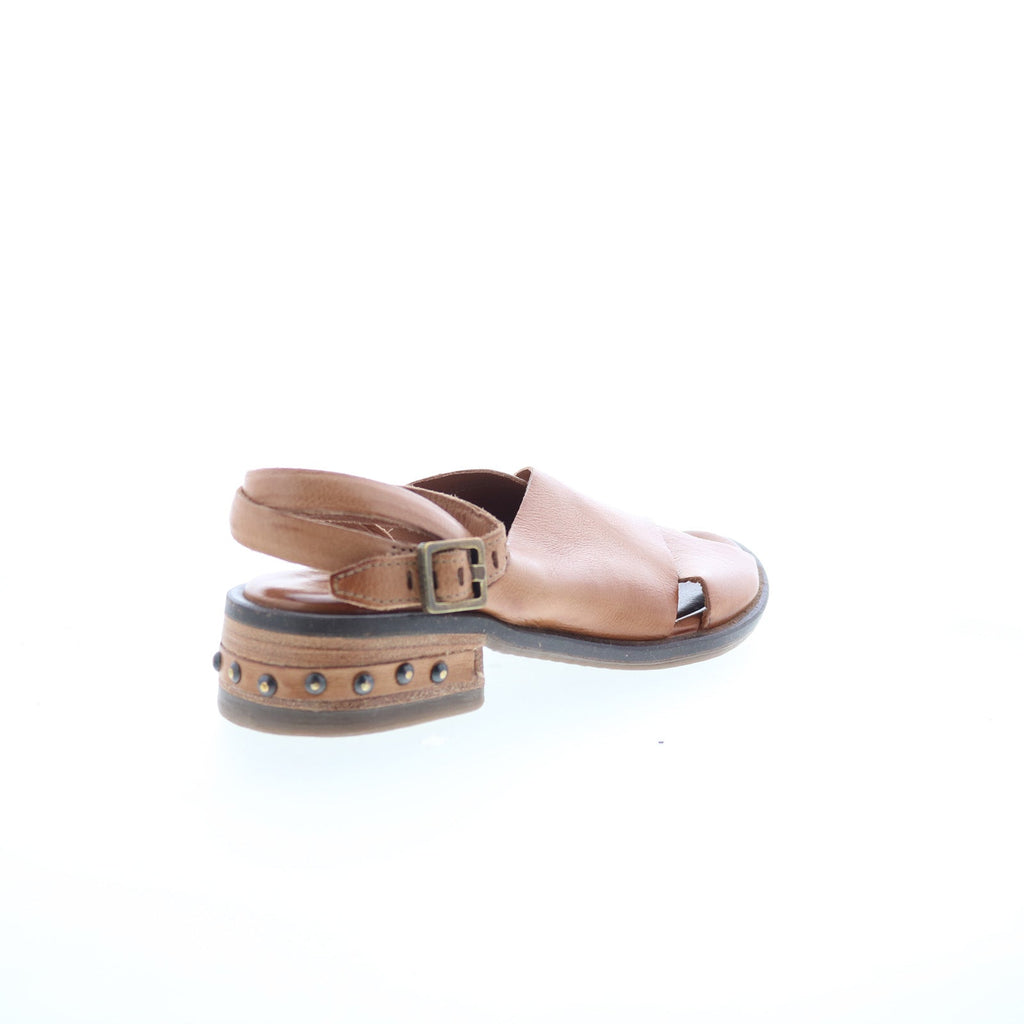 Garvie Womens Brown Leather Hook & Loop Strap Sandals Shoes