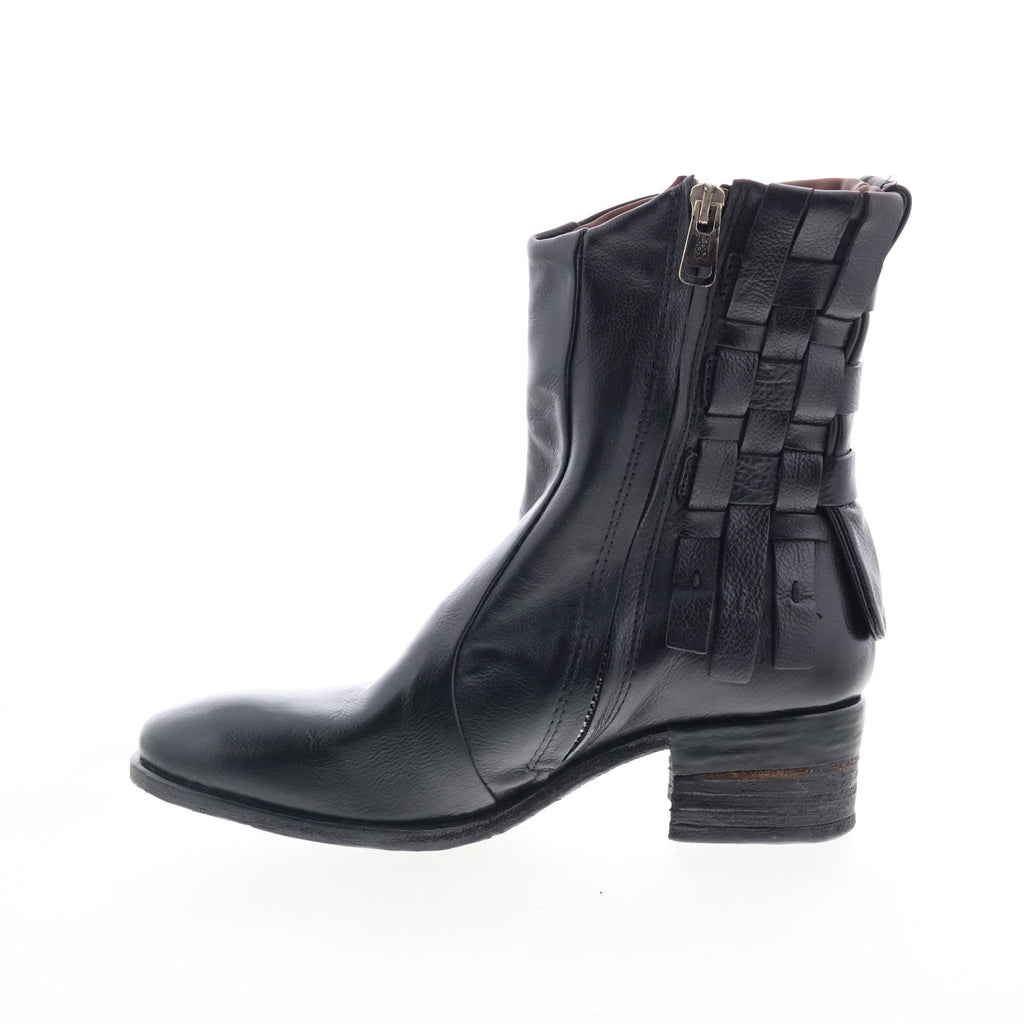 Gerald Womens Black Leather Zipper Ankle & Booties Boots