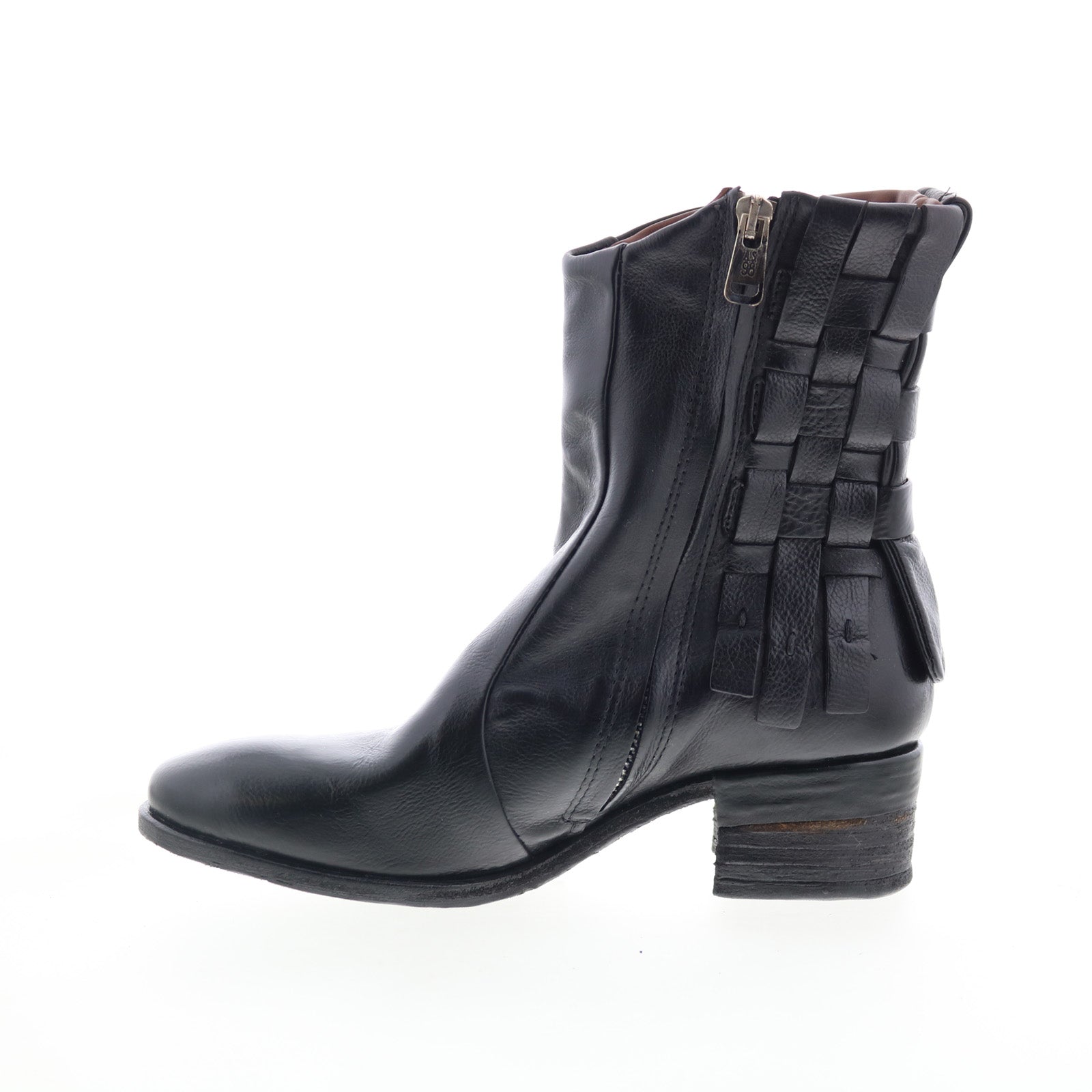 Gerald Womens Black Leather Zipper Ankle & Booties Boots