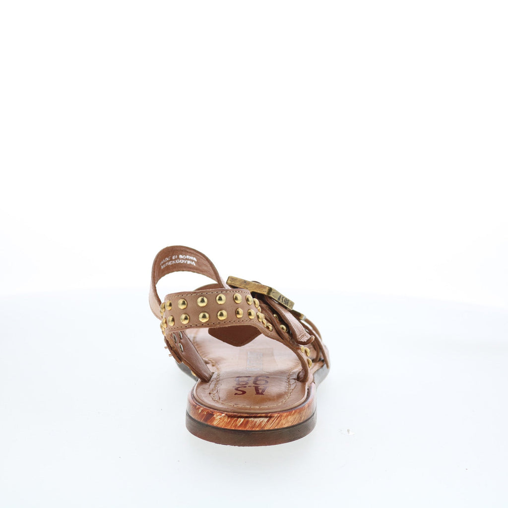 Glenny Womens Brown Leather Hook & Loop Strap Sandals Shoes