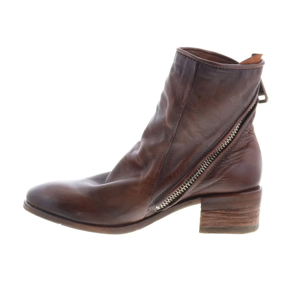 Grayson Womens Brown Leather Zipper Ankle & Booties Boots