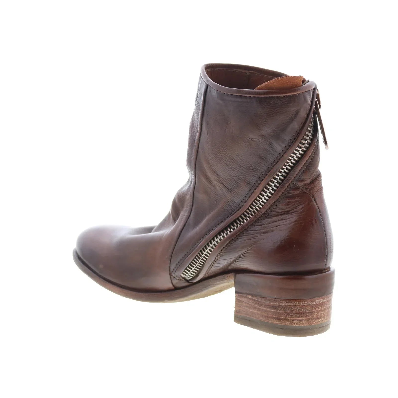 Grayson Womens Brown Leather Zipper Ankle & Booties Boots