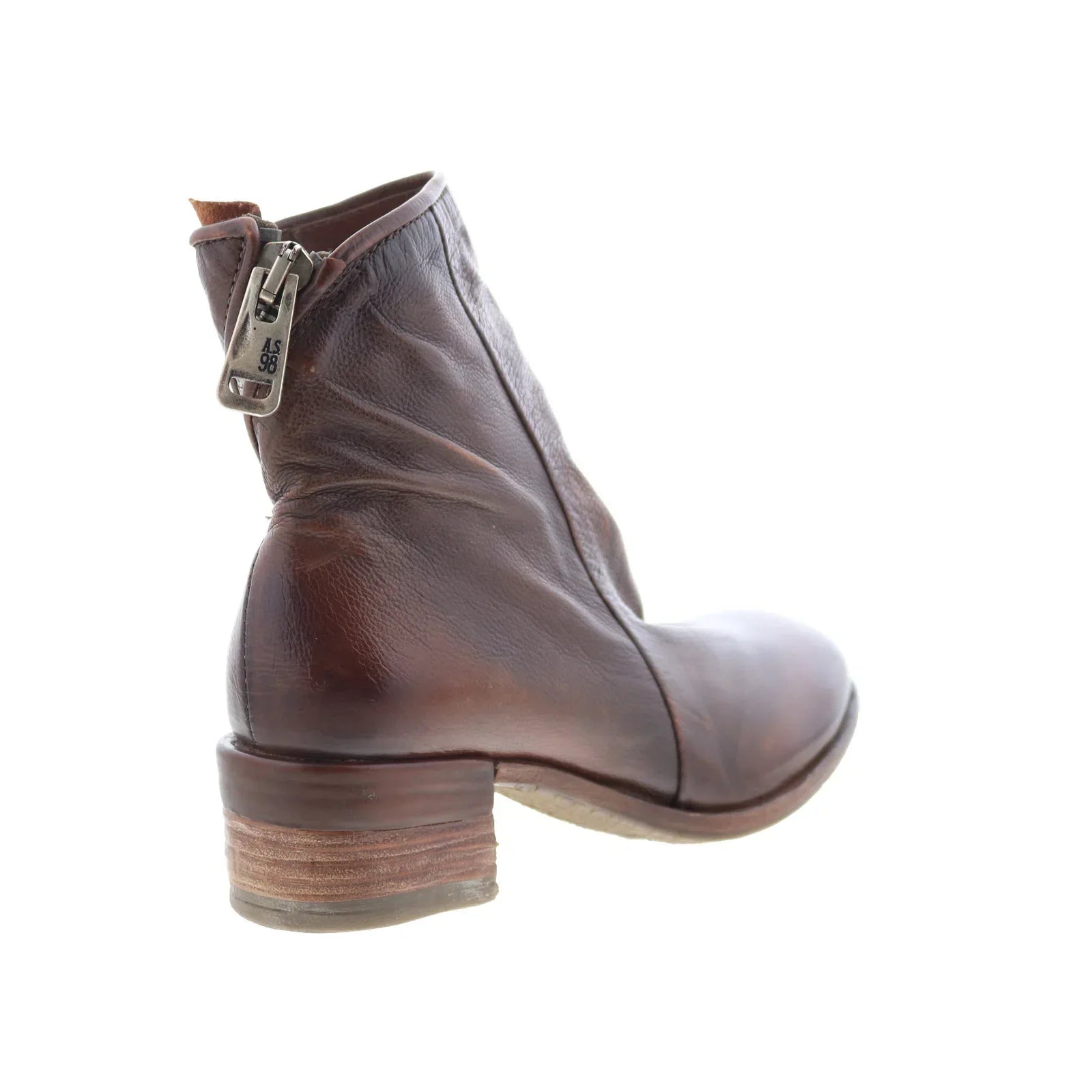 Grayson Womens Brown Leather Zipper Ankle & Booties Boots