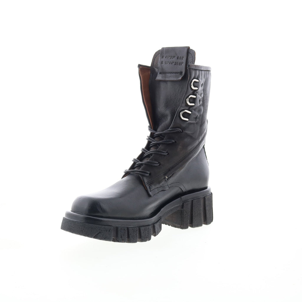 Haider Womens Black Leather Zipper Casual Dress Boots
