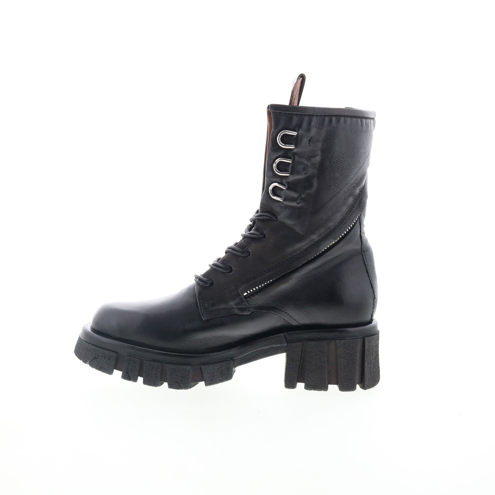 Haider Womens Black Leather Zipper Casual Dress Boots