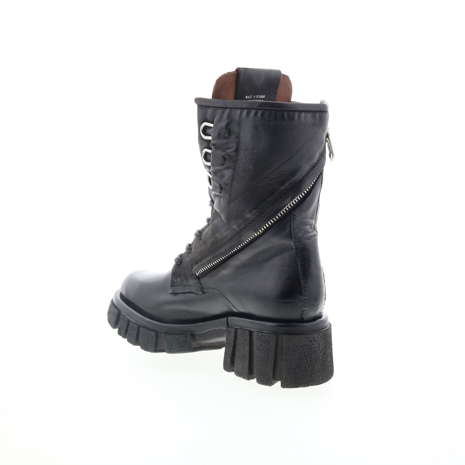 Haider Womens Black Leather Zipper Casual Dress Boots