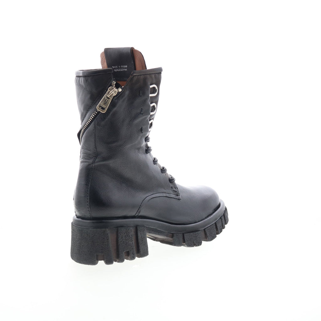 Haider Womens Black Leather Zipper Casual Dress Boots