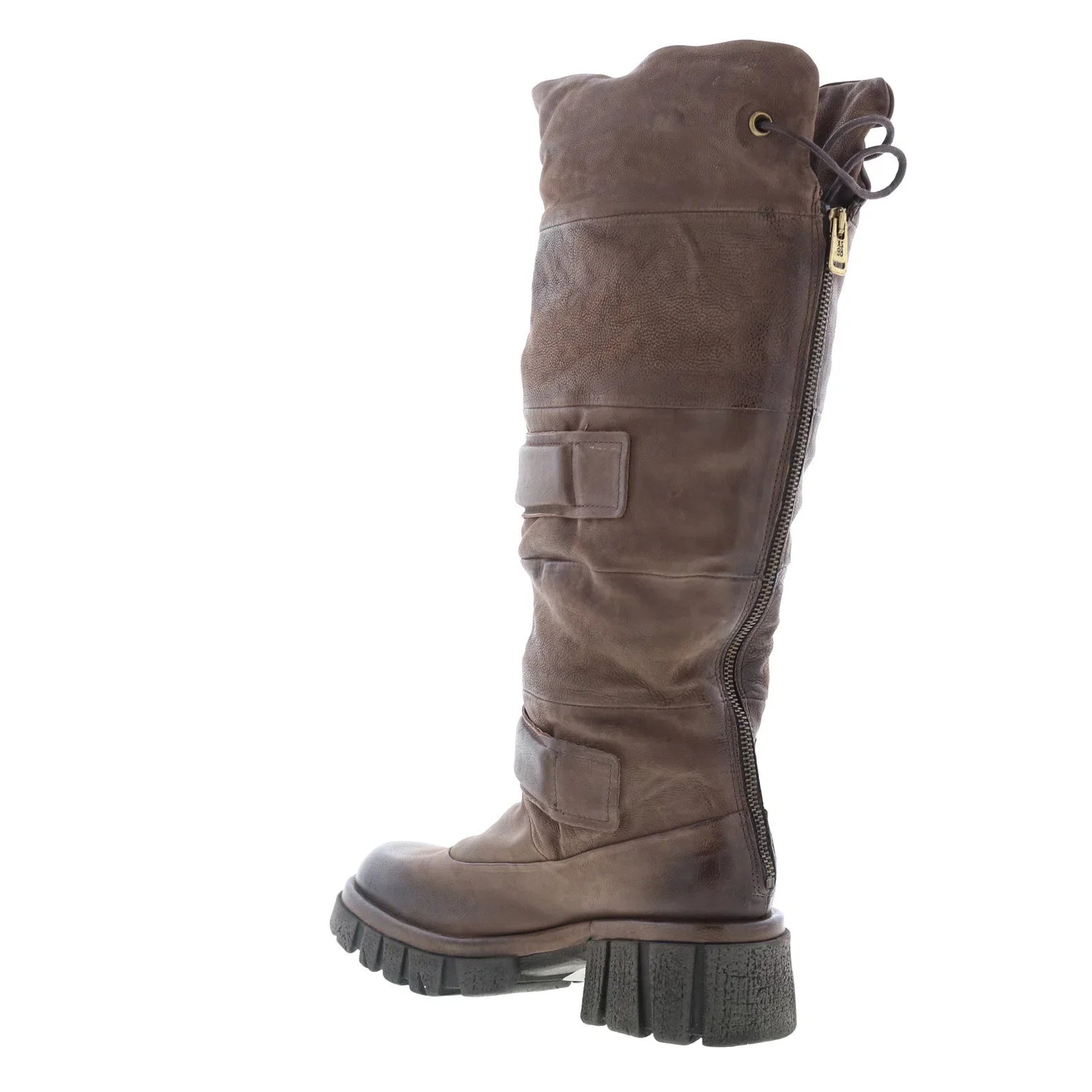 Halpert Womens Brown Leather Zipper Knee High Boots