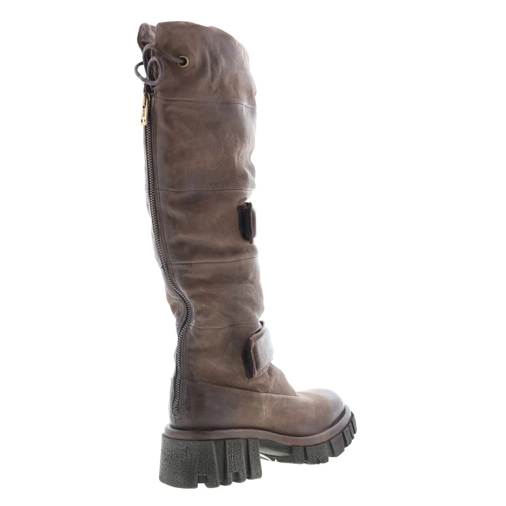 Halpert Womens Brown Leather Zipper Knee High Boots