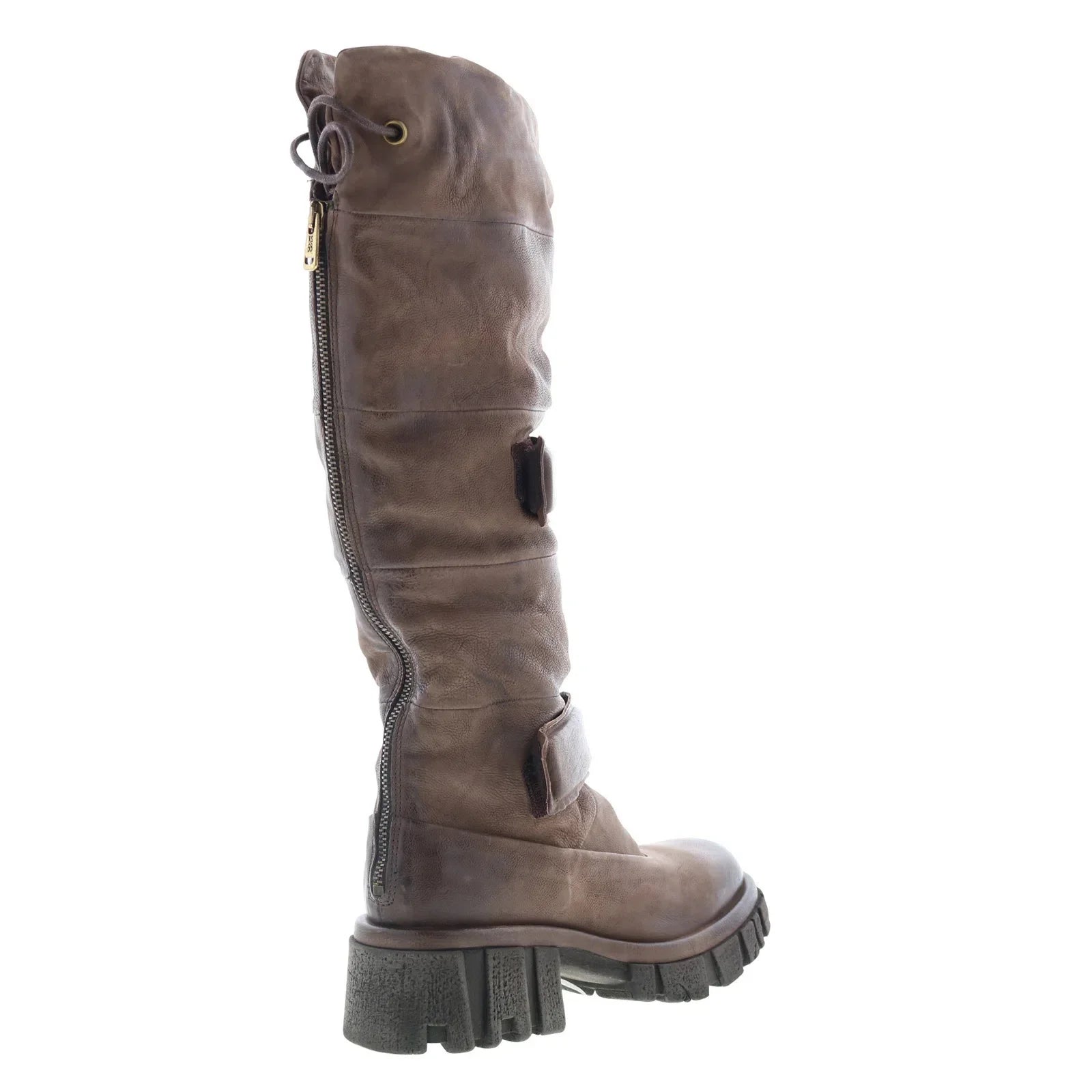 Halpert Womens Brown Leather Zipper Knee High Boots