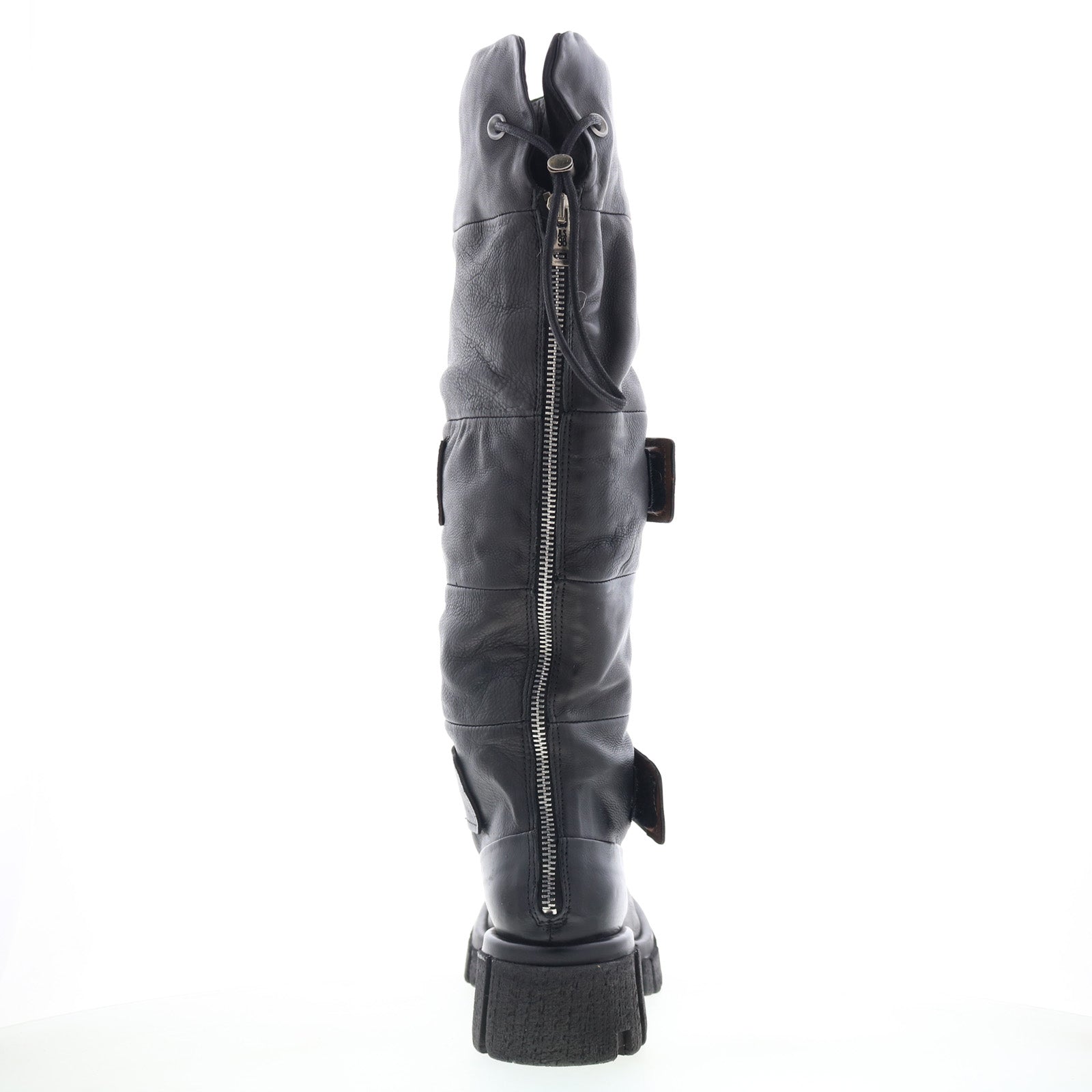 Halpert Womens Black Leather Zipper Knee High Boots