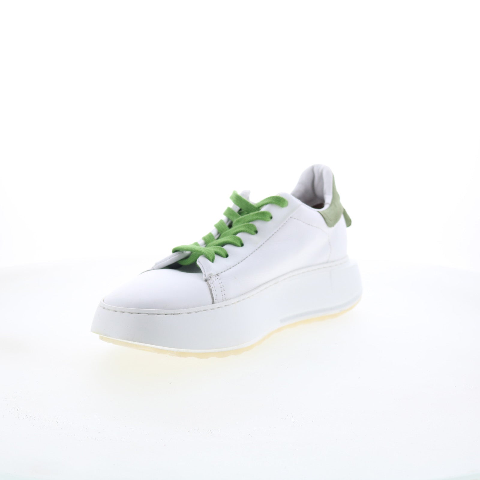 Hannie Womens White Leather Lace Up Lifestyle Sneakers Shoes