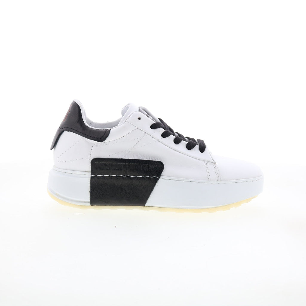 Hannie Womens White Leather Lace Up Lifestyle Sneakers Shoes