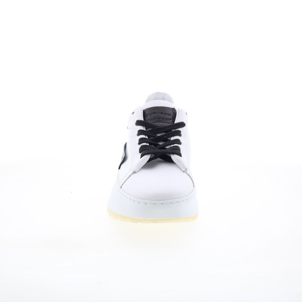 Hannie Womens White Leather Lace Up Lifestyle Sneakers Shoes
