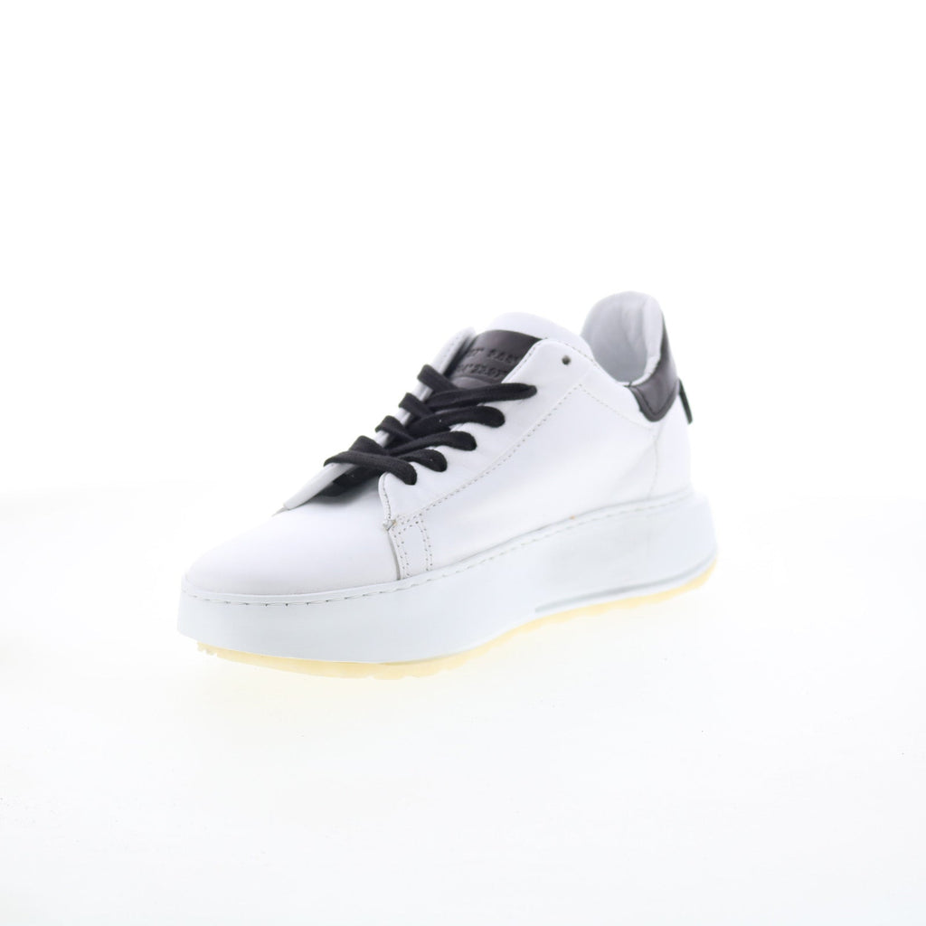 Hannie Womens White Leather Lace Up Lifestyle Sneakers Shoes