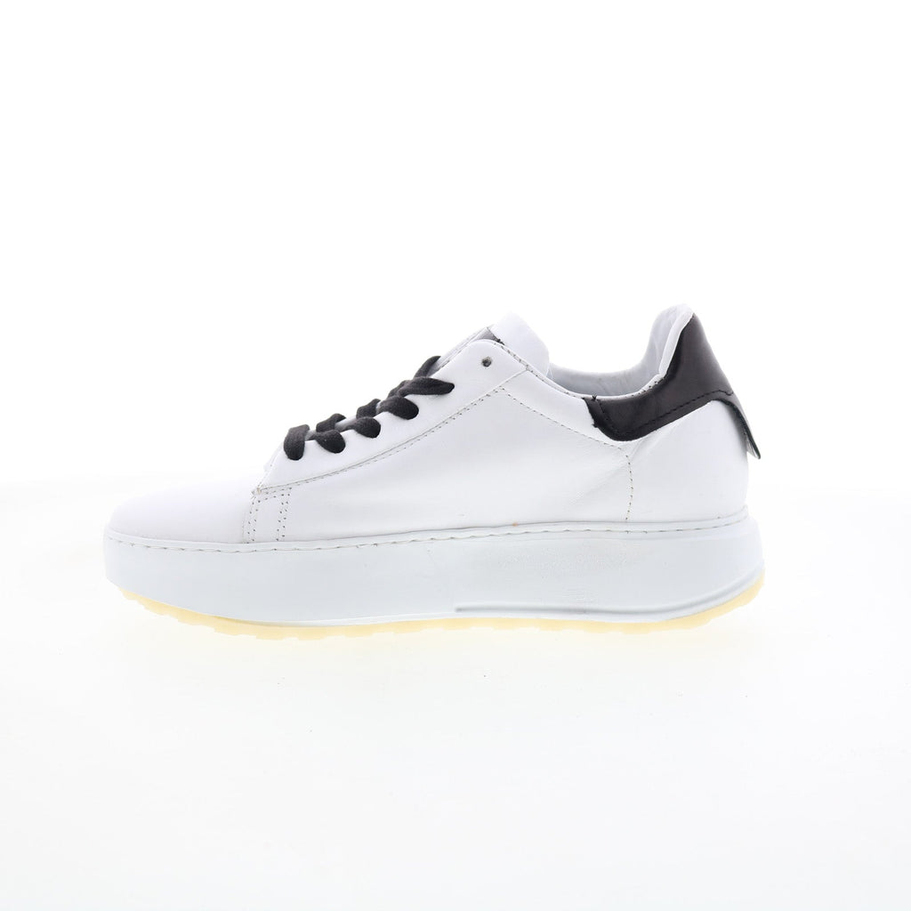 Hannie Womens White Leather Lace Up Lifestyle Sneakers Shoes