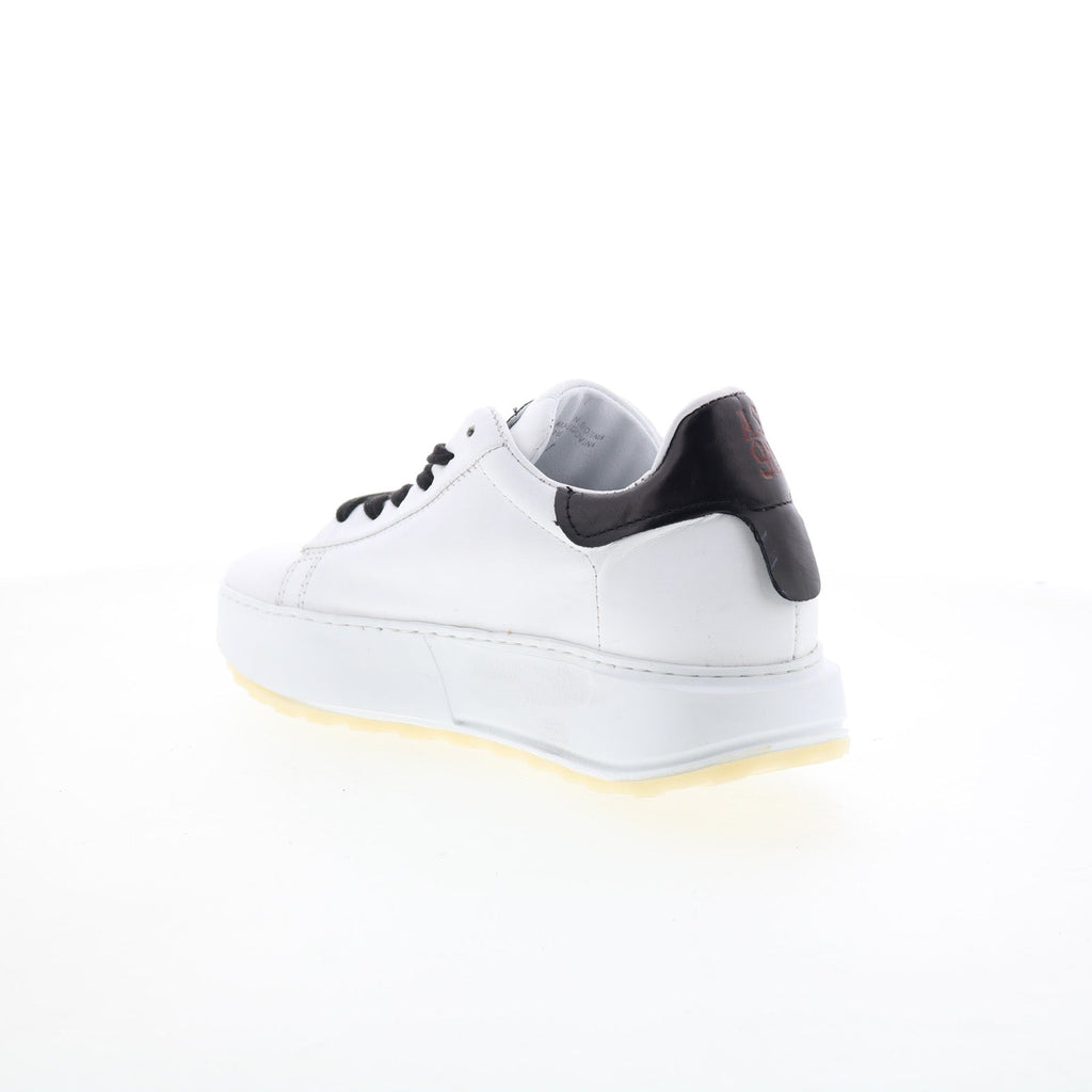 Hannie Womens White Leather Lace Up Lifestyle Sneakers Shoes