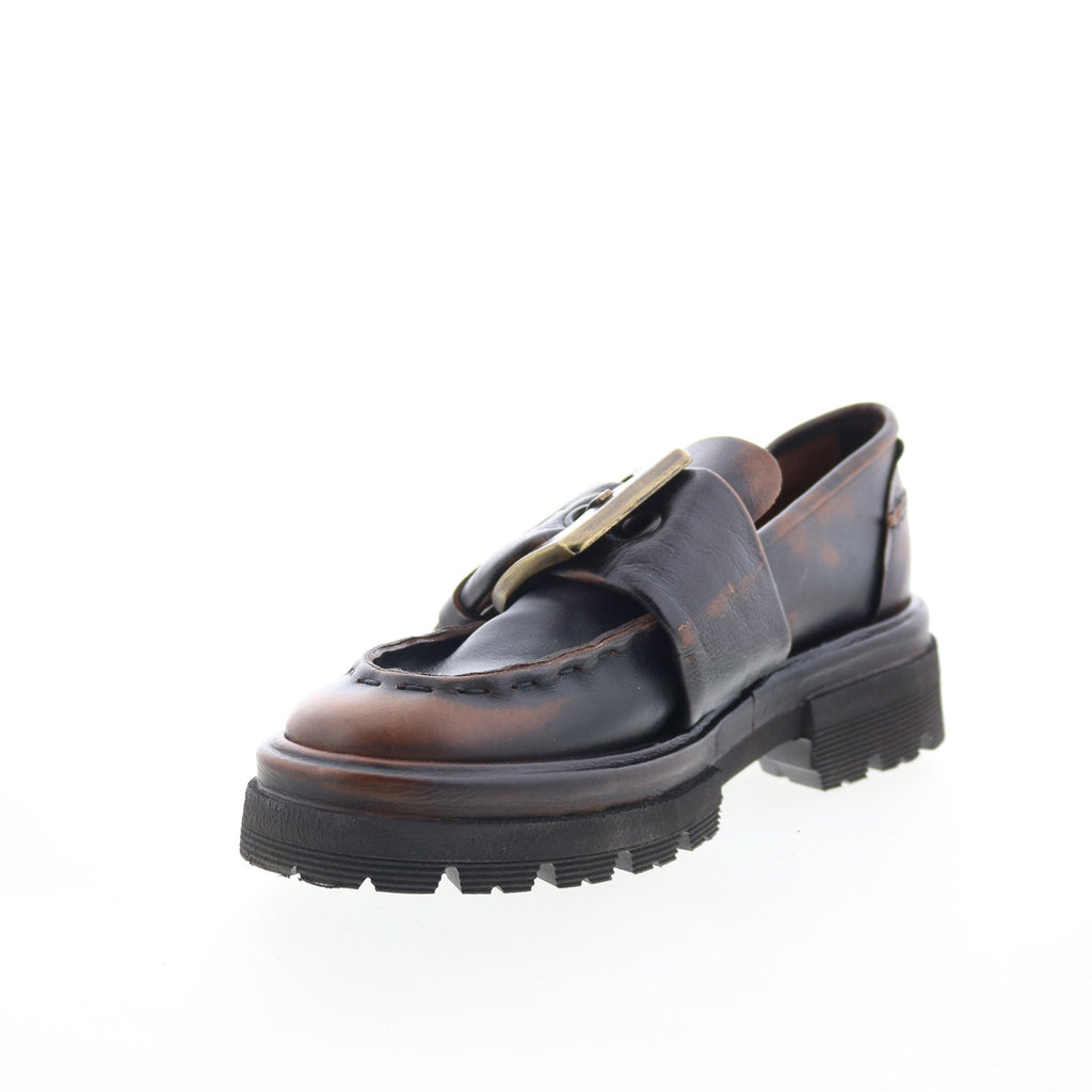 Heddy Womens Brown Leather Slip On Loafers & Slip Ons Casual Shoes