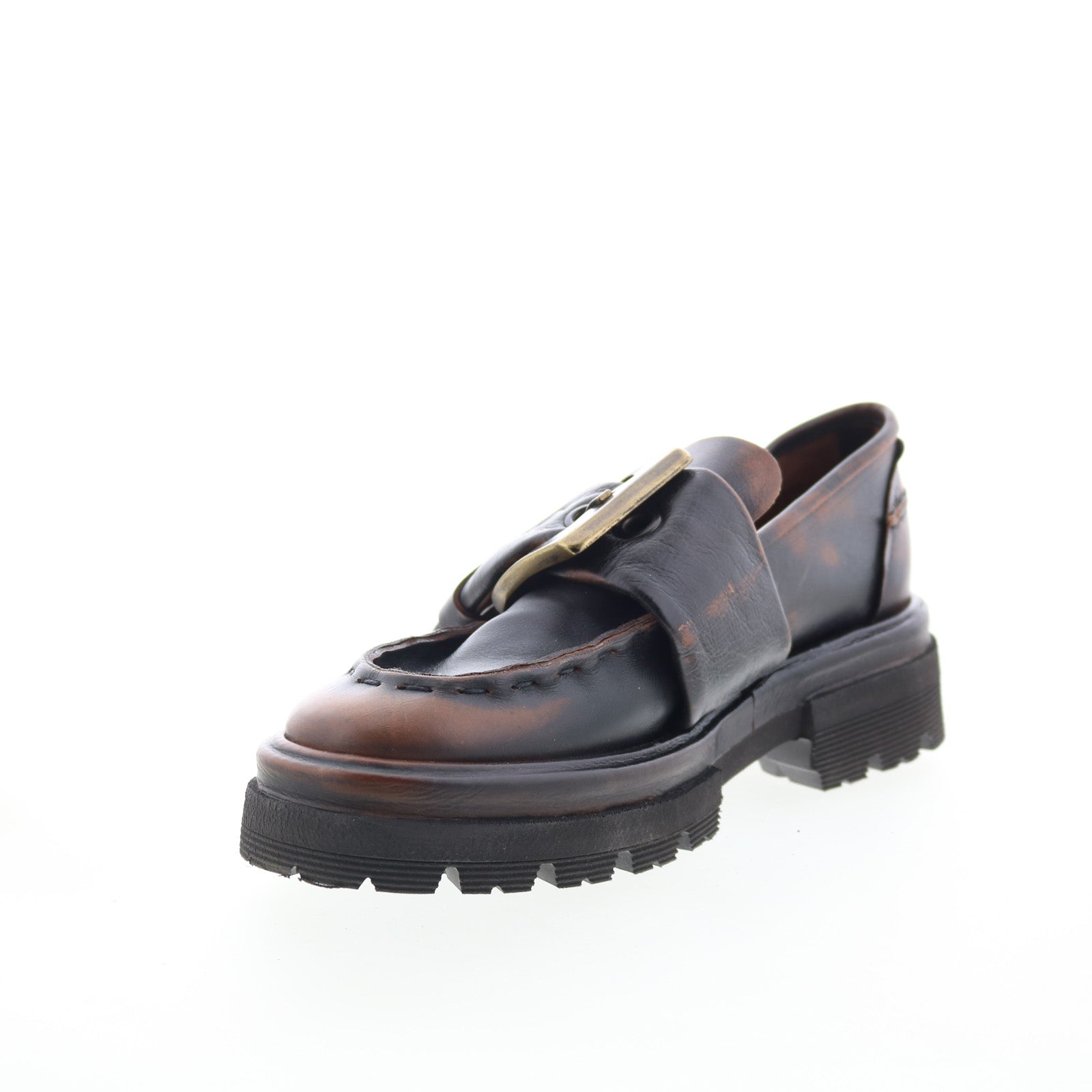 Heddy Womens Brown Leather Slip On Loafers & Slip Ons Casual Shoes