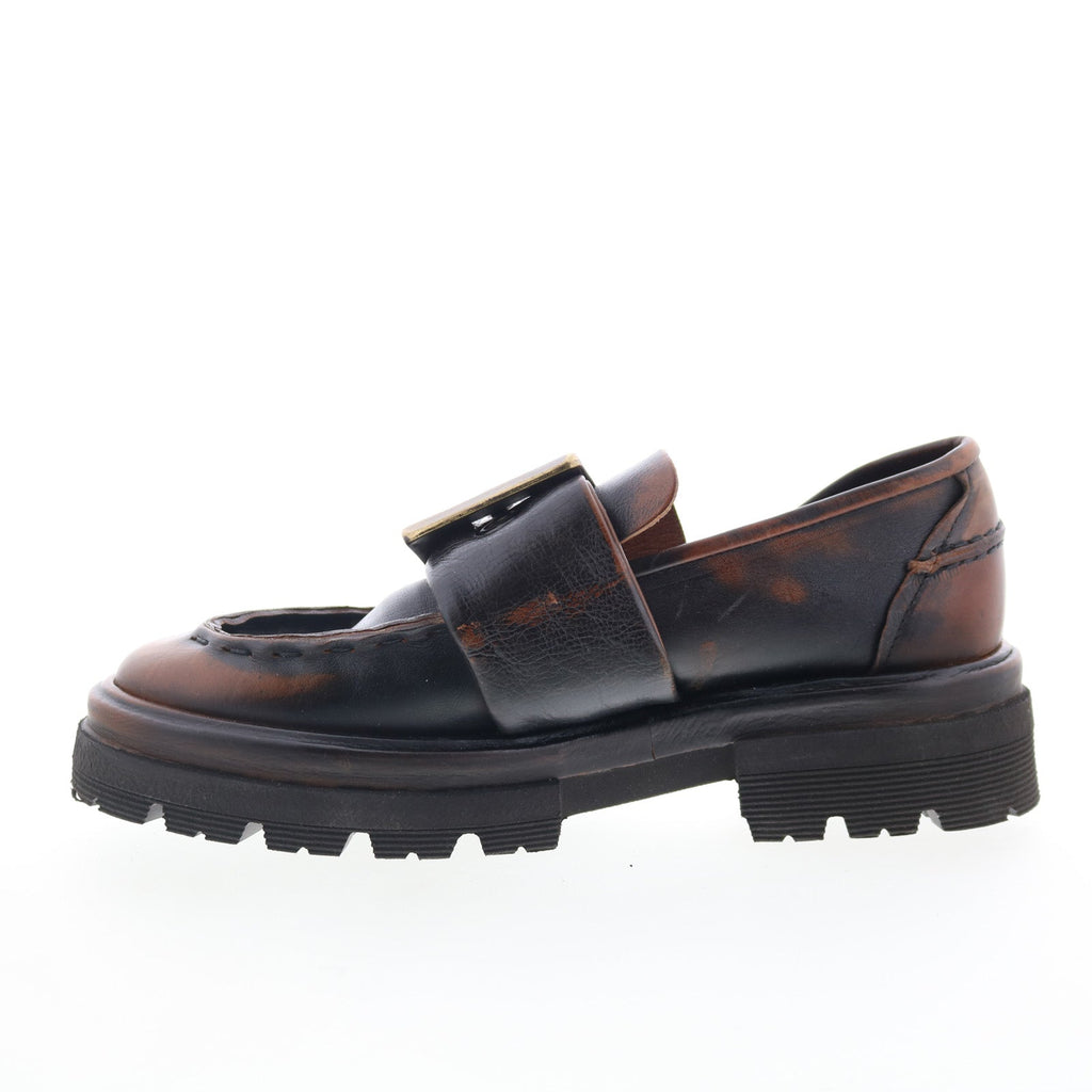 Heddy Womens Brown Leather Slip On Loafers & Slip Ons Casual Shoes