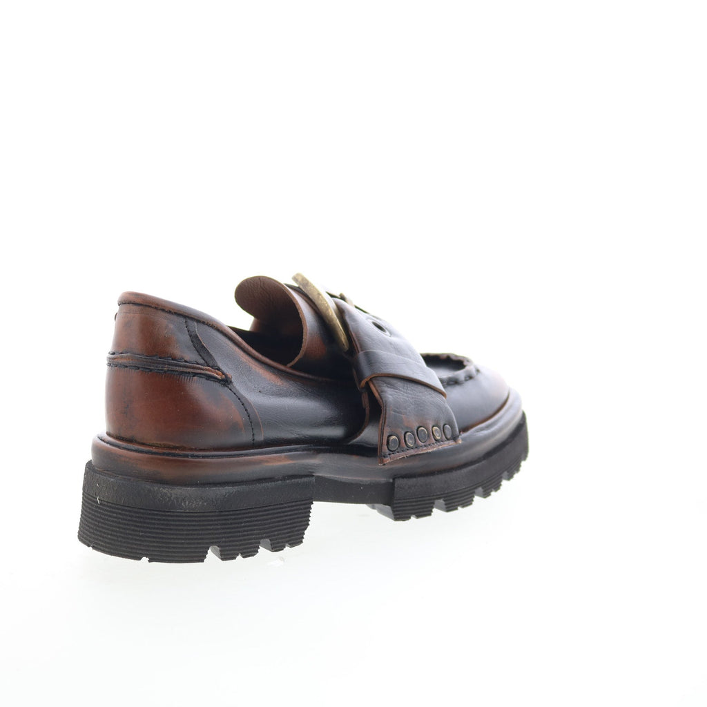 Heddy Womens Brown Leather Slip On Loafers & Slip Ons Casual Shoes