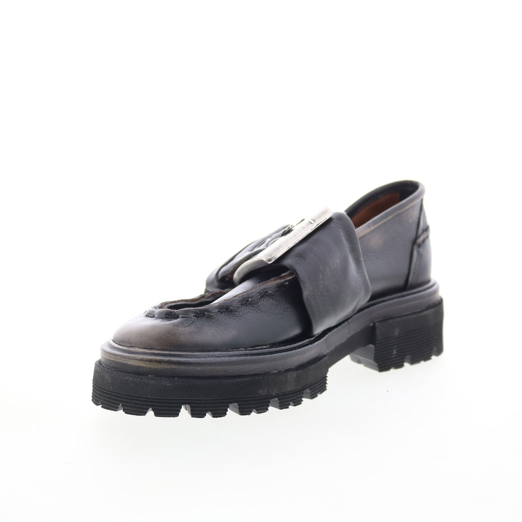 Heddy Womens Black Leather Slip On Loafers & Slip Ons Casual Shoes