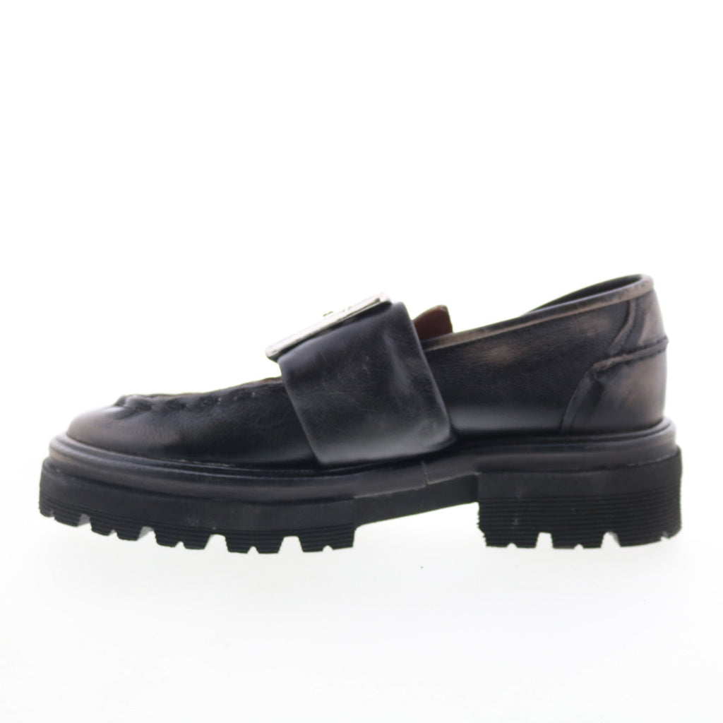 Heddy Womens Black Leather Slip On Loafers & Slip Ons Casual Shoes