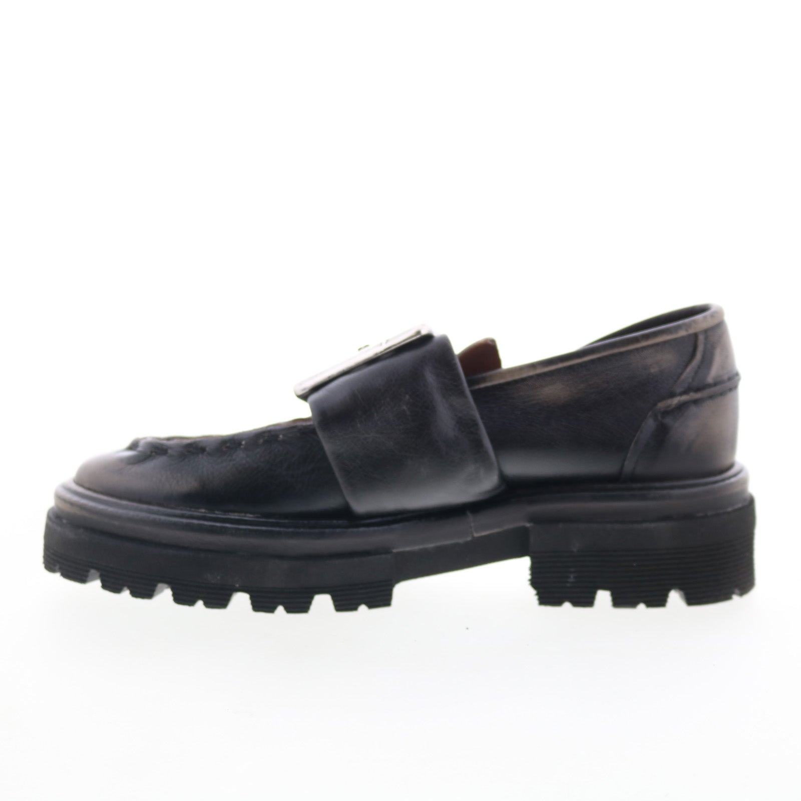Heddy Womens Black Leather Slip On Loafers & Slip Ons Casual Shoes