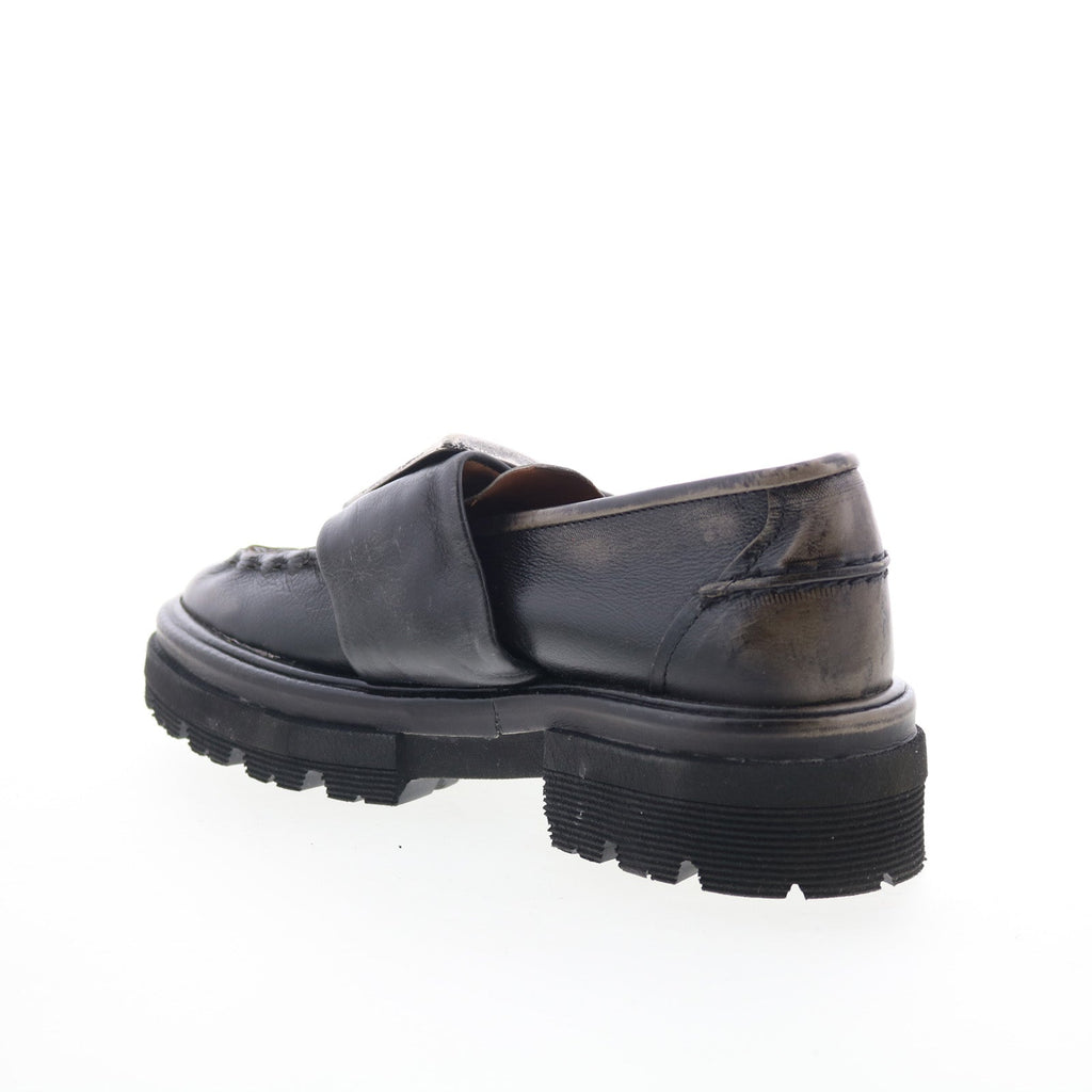 Heddy Womens Black Leather Slip On Loafers & Slip Ons Casual Shoes